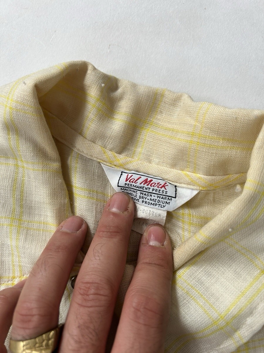 Vintage 60s 70s Val Mark Long Lapel Button Up Shirt Fits