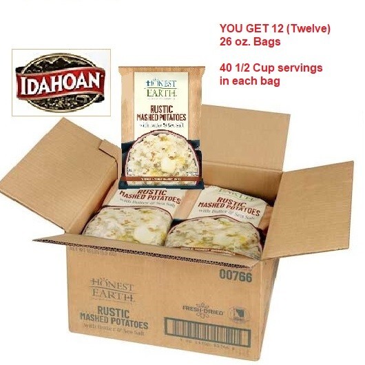 12 Pack Case IDAHOAN Honest Earth Rustic Mashed Potatoes Butter & Sea Salt 26oz