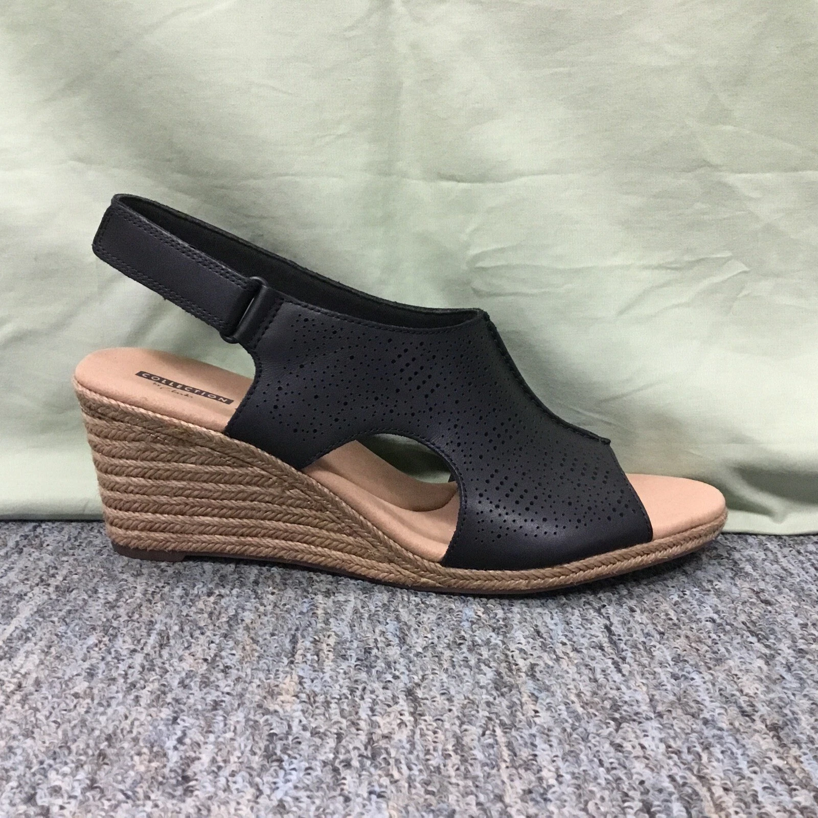 Nuovi sandali da donna Clarks 26133805 Lafley Rosen neri zeppa taglia 11 M