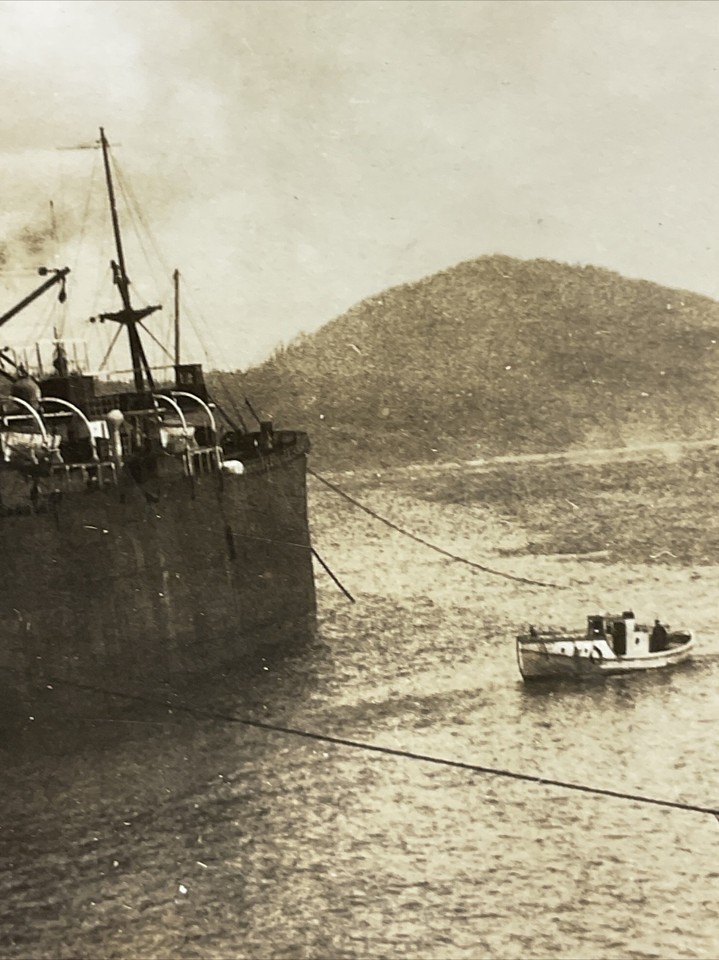 Early Coos Bay, Oregon Large Steamship RPPC Real Photo Postcard
