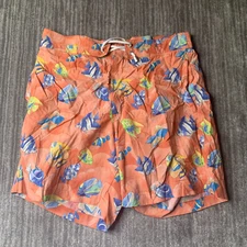 Leonard Paris Homme Swim Trunks Mens Large All Over Print Fish Orange Drawstring