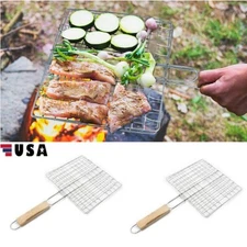 2Pcs Barbecue Grilling Basket Grill BBQ Net Steak Meat Fish Net Siz Vegetable US