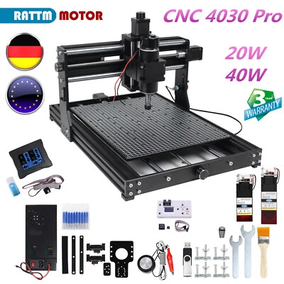 RATTMMOTOR 『DE』 4030 Pro 500W CNC Router 40W Laser Engraving Machine Milling Cut Wood Metal
