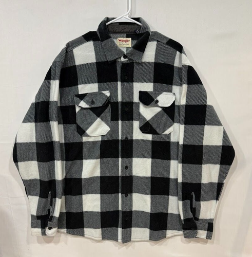 Wrangler Authentics Hemdjacke Herren XL schwarz weiß kariert Flanell Y2K Vintage