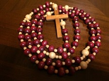 Beautiful two toned wooden Rosary With A Wooden Cross