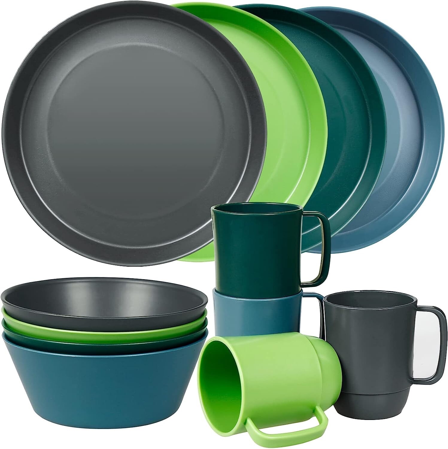 12-Piece Dinner Set Unbreakable Picnic Crockery Plates Bowls