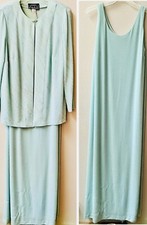 ALEX EVEVNING MOTHER OF BRIDE/GROOM SEAFOAM STRETCH MAXI W/JACKET SIZE 14W