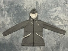 THE NORTH FACE WOMENS JACKET MEDIUM GRAY HOODED FULL ZIP POCKETS
