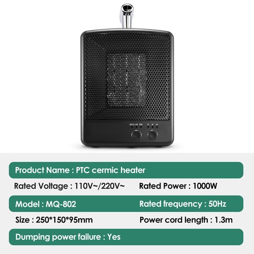 1000W Electric Ceramic Space Heater Hot Air Fan W/ Thermostat For Home Office - Picture 35 of 72