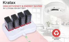 4 Packs 9V/9 Volt 6F22 850mAh Rechargeable Li-ion Battery LOT And 4-Slot Charger