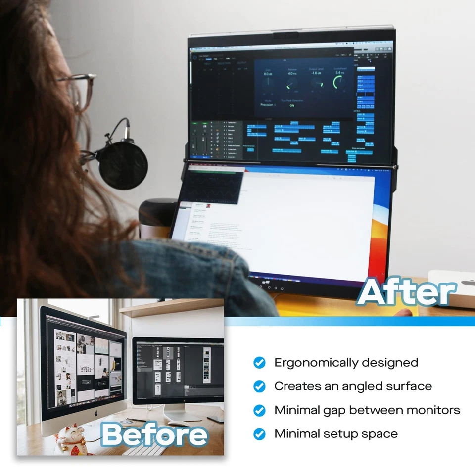 Mobile Pixels Geminos Dual 24" Stacked Computer Monitors with Webcam&Speakers - Image 4 of 4