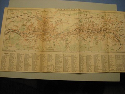 1 x Wuppertal Elb.Ba.Stadtkarte von 1895 mit Straßenregister-Antike Lithographie