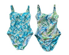 Tommy Bahama Women Reversible Lace Back One Piece Swimsuit Small Teal Tropical