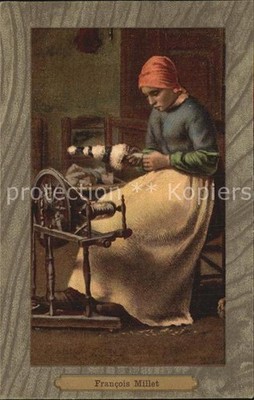 Millet Jean-Francois Am Spinnrocken Spinnrad 