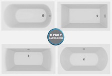 Bath Tub Bathroom Single & Double Ended Straight Gloss White Acrylic Modern