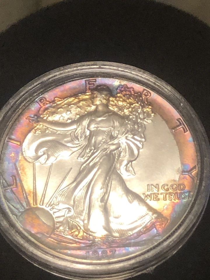 1987 American Silver Eagle 1 Oz Rainbow Toning  - Image 2 of 4