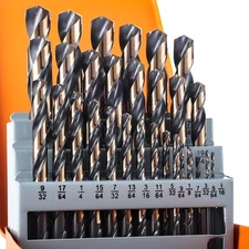 29Pcs Cobalt Drill Bit Set, 135 Degree Tip High Speed Steel with Black and Go