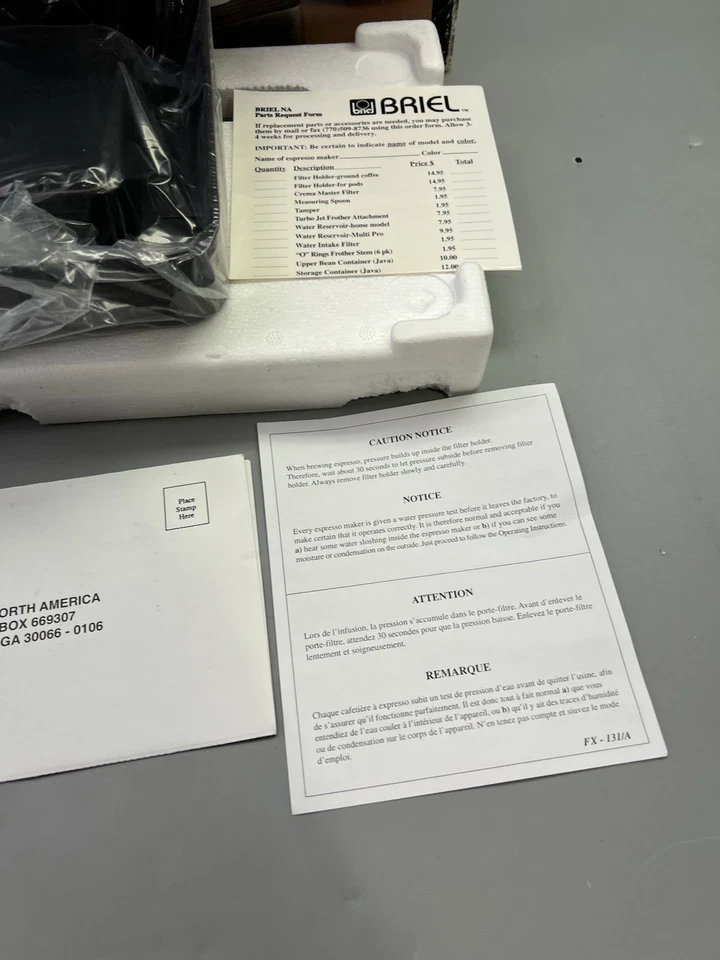 Briel Lido ES-15 Espresso Machine Coffee Cafe Brand New! - Image 4 of 4