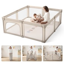 Baby Playpen Portable, Pre-Assembled Play Pen 71x79 Large Foldable Playpen fo...