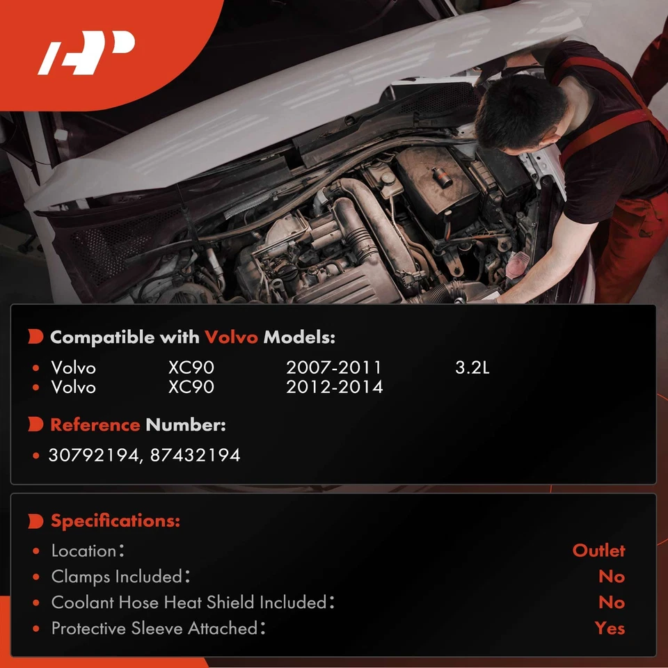 A-Premium Outlet HVAC Heater Hose with Protective Sleeve Attached for Volvo XC90 - Image 2 of 4