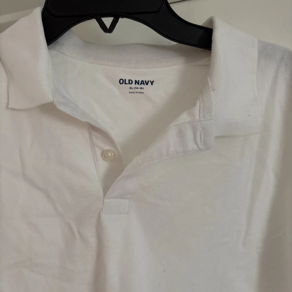 Polo de manga corta azul marino viejo para niños blanco algodón XL 14-16 - Envío gratuito Foto 2 de 4