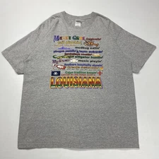 Vtg Gildan Mens T-Shirt XL Gray Louisiana Traditions & Phrases Joke Comedy Retro