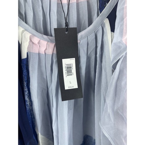 Banana Republic Shirt Damen L Mehrfarbig Patchwork Rüschen Oberteil Kurzarm - Bild 5 von 9
