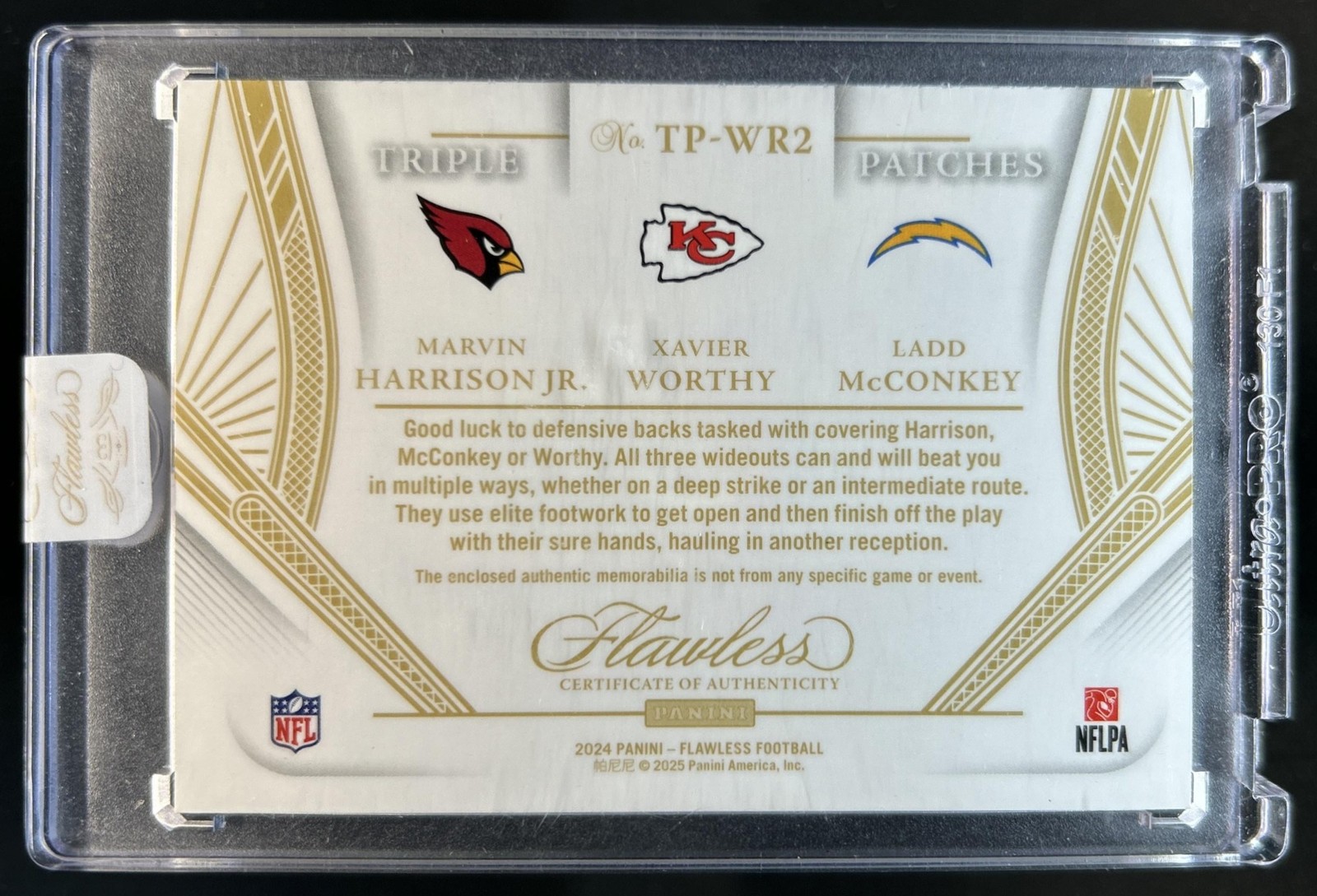 2024 Flawless Marvin Harrison Jr Xavier Worthy Ladd McConkey RC Tag Patch #1/1 view 2