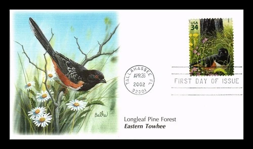 FLEETWOOD US COVER FIRST DAY OF ISSUE EASTERN TOWHEE