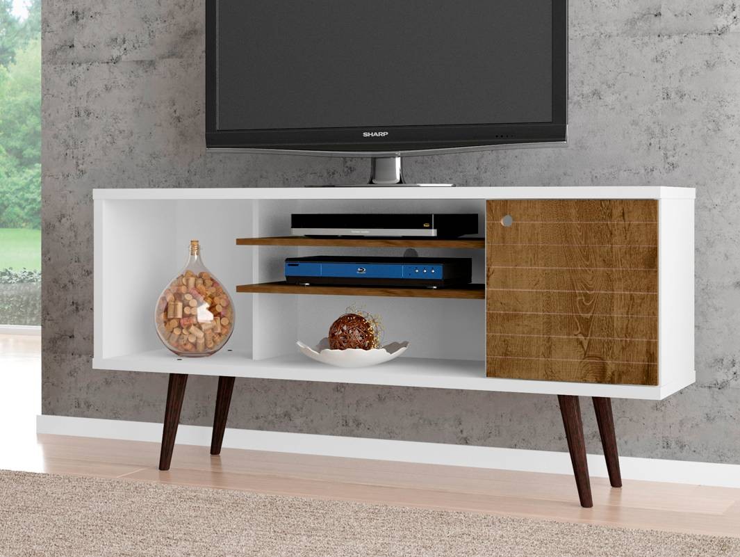 Liberty 53 1/4" White and Rustic Brown Wood 1-Door TV Stand