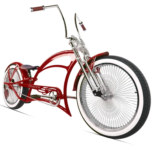 Tracer 26" Stretch Chopper Cruiser Bike Steel Dual Spring Fork Coaster Brake Red