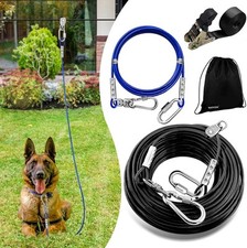Dog Runner for Yard, Trolley Cable System Aerial Run Zip Line for Large Dogs, 10