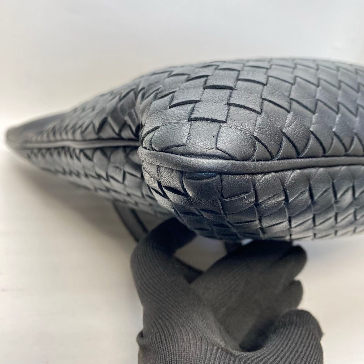 Bottega Veneta Intrecciato Tote Bag Black Leather Used thumbnail 6