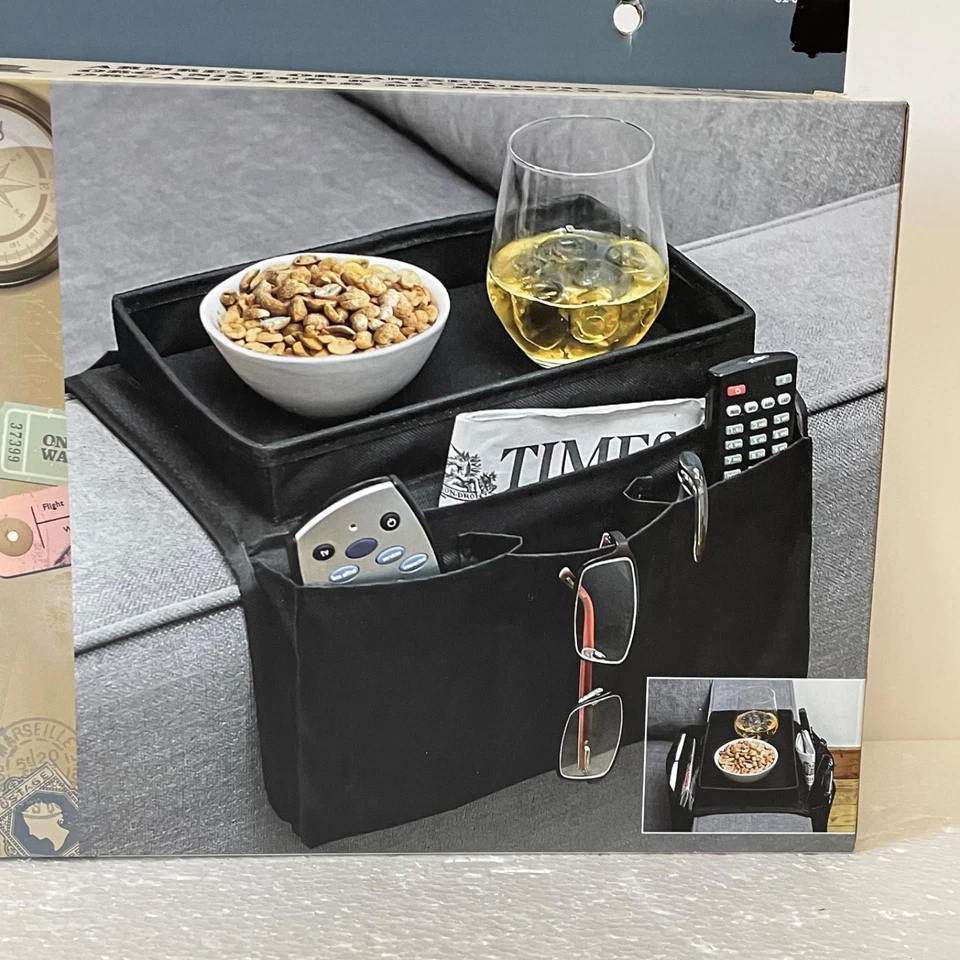 ARMCHAIR Remote Control Holder Snack Drink Sofa Armrest Organizer 6 Pocket Caddy - Изображение 3 из 4