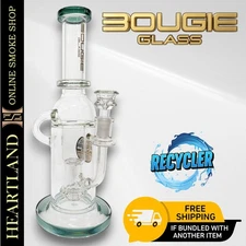 12" Bougie Straight Tube Beaker Bong Thick Glass RECYCLER PERC Pipe | TEAL