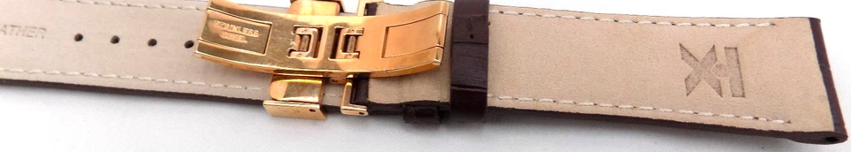 Correa de reloj Timex - Grano de cocodrilo marrón oscuro, 22 mm, 5 1/4"-6 3/4" ajustable Foto 2 de 4