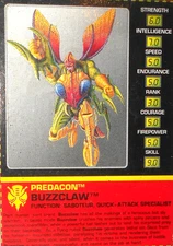 Transformers Beast Wars BUZZCLAW 1996 Tech Spec File Card techspecs mantis 1997