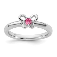 925 Sterling Silver Stackable Expressions Lab Created Pink Sapphire Ring Size 8