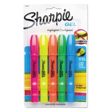 Sharpie Gel Highlighters Bullet Tip 5 Count Pack of 1 , Assorted Colors