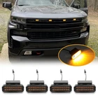 LED Front Grille Grill Running Light Amber For Chevy Silverado 1500 Raptor Style