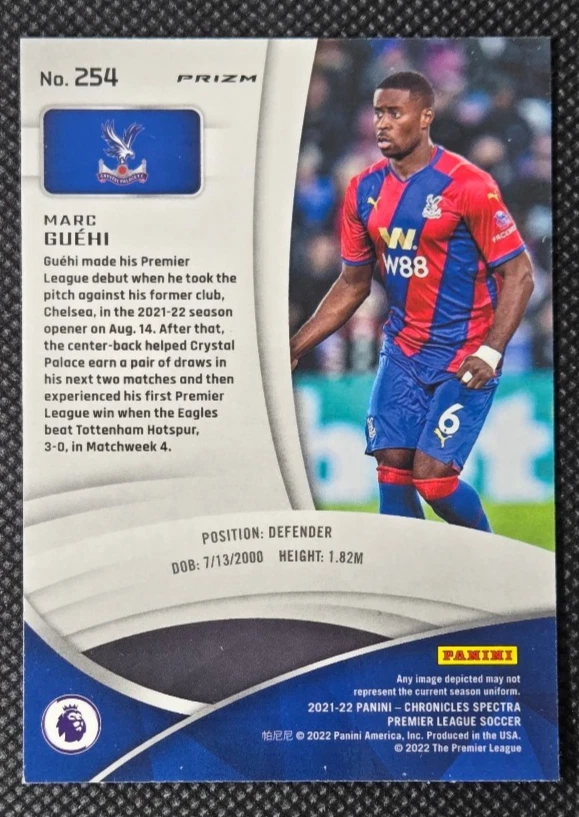 2021-22 Panini Chronicles Soccer Spectra Marc Guehi #254 Purple Mojo Prizm (RC) - Image 2 of 2