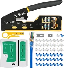 RJ45 Crimp Tool Kit Pass Through Crimper All-in-One for 8P RJ45 & 6P RJ11/12