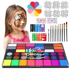 Non-Toxic Easy Face Painting Kits for Kids, Complete Painting Kit of 42 Vibra...