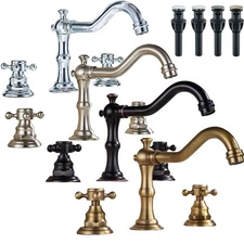 Widespread Bathroom Sink Basin Faucet Waterfall 2 Handle 3 hole Vanity Mixer Tap