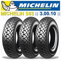 KIT 3 Michelin S 83 Reifen 3.00.10 42J Piaggio Vespa 125 PK (VMX1T)