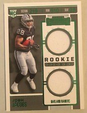 2019 Contenders  Josh Jacobs Rookie Ticket Green GU DUAL Jersey Relic RC RTS-6