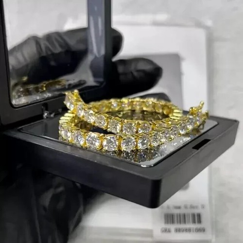 9Ct Round Cut Lab Created Diamond Women's Tennis Bracelet 14k Yellow Gold Plated