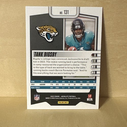 Tank Bigsby 2023 Panini Absolute Rookie RC #131 Jacksonville Jaguars - Picture 2 of 2