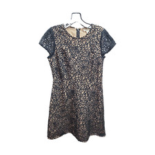 Ann Taylor Dress LOFT Adult Size 2P Petites Black Lace Tan Lined Womens