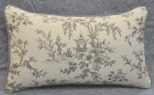 Corded Accent Pillow made w Ralph Lauren Saint Honore Gray Floral Fabric 20x12